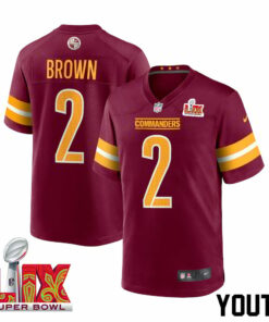 Dyami Brown #2 Washington Commanders Super Bowl LIX Youth Jersey - Burgundy JS5420 nicesnker