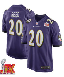 Ed Reed #20 Baltimore Ravens Super Bowl LIX Jersey - Men's - Purple JS8820 nicesnker