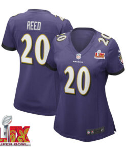 Ed Reed #20 Baltimore Ravens Super Bowl LIX Women's Jersey - Purple JS4923 nicesnker