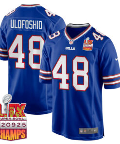 Edefuan Ulofoshio 48 Buffalo Bills Super Bowl LIX Champions Patch Game Men Jersey - Royal JS3278 nicesnker
