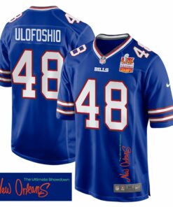 Edefuan Ulofoshio 48 Buffalo Bills Super Bowl LIX Champions Patch 'New Orleans - The Ultimate Showdown' EMBROIDERED Game Men Jersey - Royal JS6158 nicesnker