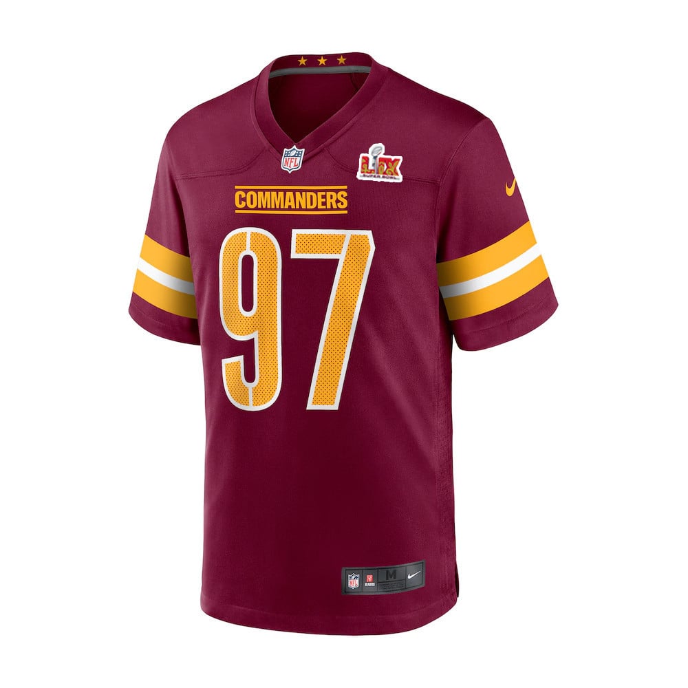 Efe Obada #97 Washington Commanders Super Bowl LIX Jersey - Men's - Burgundy JS4335 nicesnker - Image 2