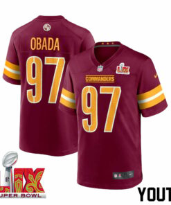 Efe Obada #97 Washington Commanders Super Bowl LIX Youth Jersey - Burgundy JS3793 nicesnker