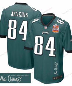 E.J. Jenkins 84 Philadelphia Eagles Super Bowl LIX Champions Patch 'New Orleans - Where Legends Are Made' EMBROIDERED Game Men Jersey - Midnight Green JS2060 nicesnker