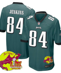 E.J. Jenkins 84 Philadelphia Eagles Super Bowl LIX New Orleans Patch Game Men Jersey - Midnight Green JS5036 nicesnker