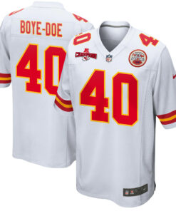 Ekow Boye-Doe 40 Kansas City Chiefs AFC Champions Patch Game Men Jersey - White JS7503 nicesnker