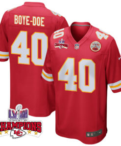 Ekow Boye-Doe 40 Kansas City Chiefs Super Bowl LVIII Champions 4 Stars Patch Game Men Jersey - Red JS6615 nicesnker