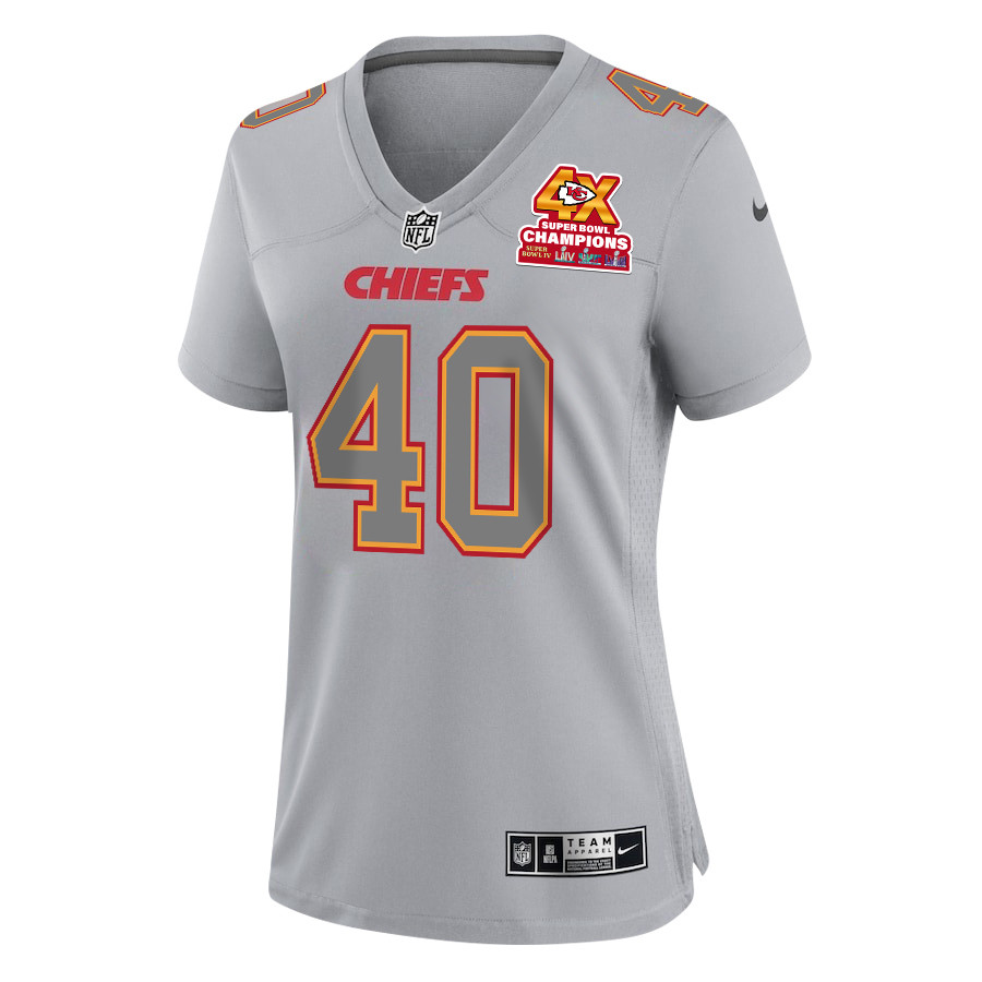 Ekow Boye-Doe 40 Kansas City Chiefs Super Bowl LVIII Champions 4X Atmosphere Fashion Game Women Jersey - Gray JS5085 nicesnker - Image 2