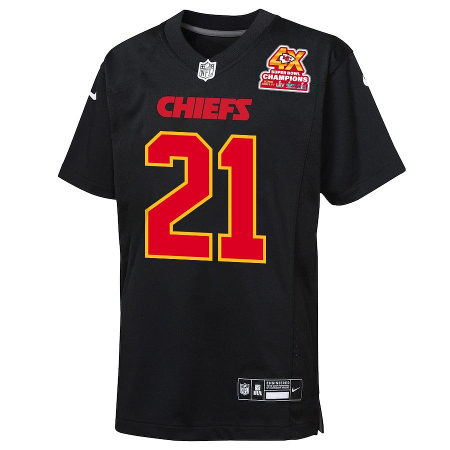 Ekow Boye-Doe 40 Kansas City Chiefs Super Bowl LVIII Champions 4X Fashion Game YOUTH Jersey - Carbon Black JS7625 nicesnker - Image 2