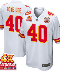 Ekow Boye-Doe 40 Kansas City Chiefs Super Bowl LVIII Champions 4X Game Men Jersey - White JS9667 nicesnker