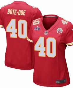 Ekow Boye-Doe 40 Kansas City Chiefs Super Bowl LVIII Patch Game Women Jersey - Red JS7111 nicesnker