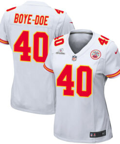 Ekow Boye-Doe 40 Kansas City Chiefs Super Bowl LVIII Patch Game Women Jersey - White JS8492 nicesnker