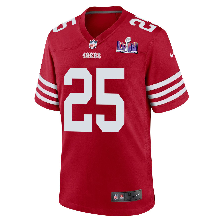 Elijah Mitchell 25 San Francisco 49ers Super Bowl LVIII Patch Game Men Jersey - Scarlet JS7954 nicesnker - Image 2