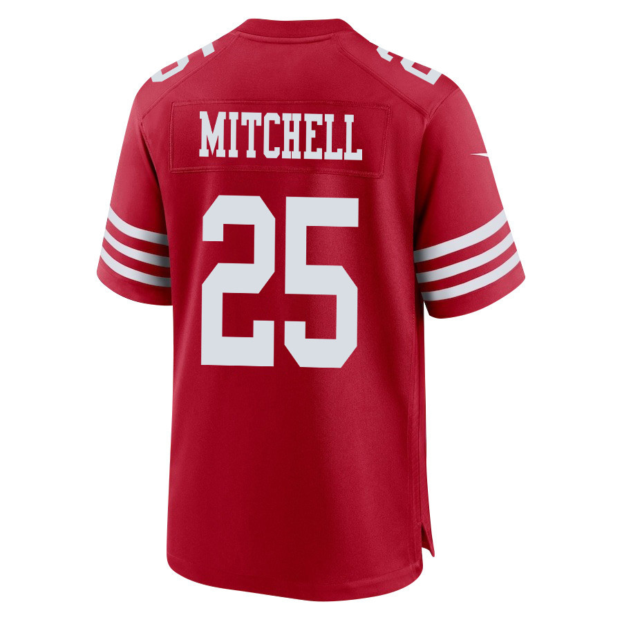 Elijah Mitchell 25 San Francisco 49ers Super Bowl LVIII Patch Game Men Jersey - Scarlet JS7954 nicesnker - Image 3