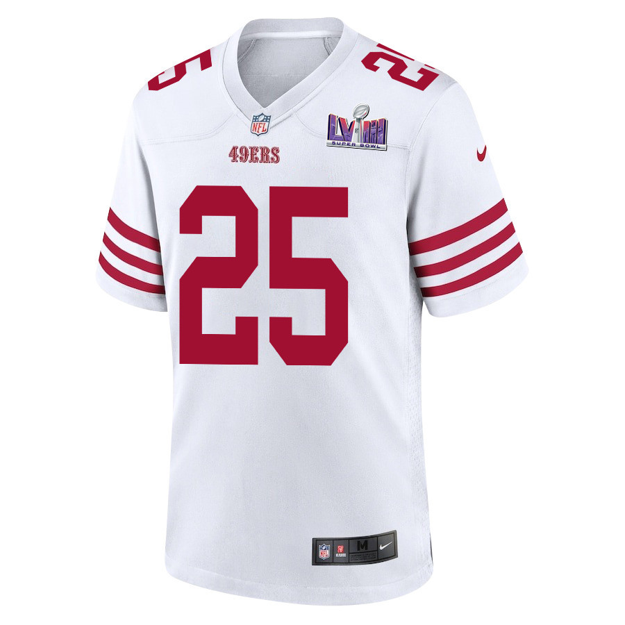 Elijah Mitchell 25 San Francisco 49ers Super Bowl LVIII Patch Game Men Jersey - White JS5500 nicesnker - Image 2