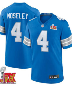 Emmanuel Moseley #4 Detroit Lions Super Bowl LIX Jersey - Men's - Blue JS7242 nicesnker