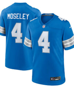 Emmanuel Moseley 4 Detroit Lions Team Game Men Jersey - Blue JS2415 nicesnker