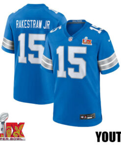 Ennis Rakestraw Jr. #15 Detroit Lions Super Bowl LIX YOUTH Jersey - Blue JS3327 nicesnker