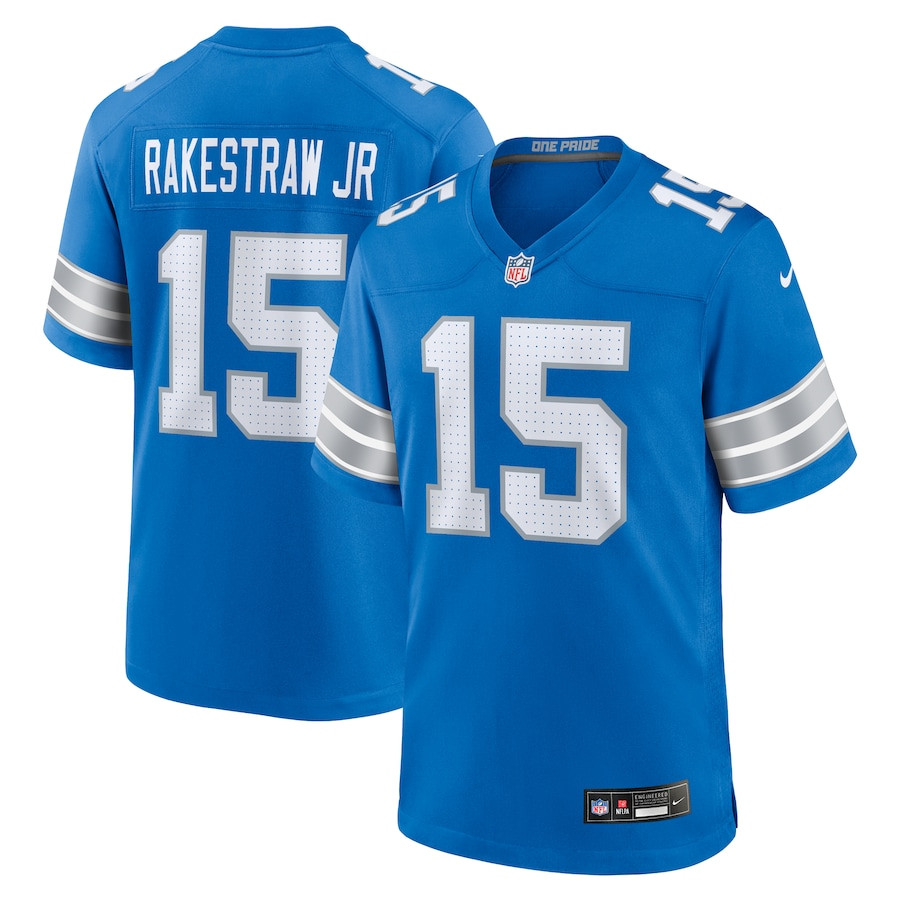 Ennis Rakestraw Jr. 15 Detroit Lions Team Game Men Jersey - Blue JS2086 nicesnker