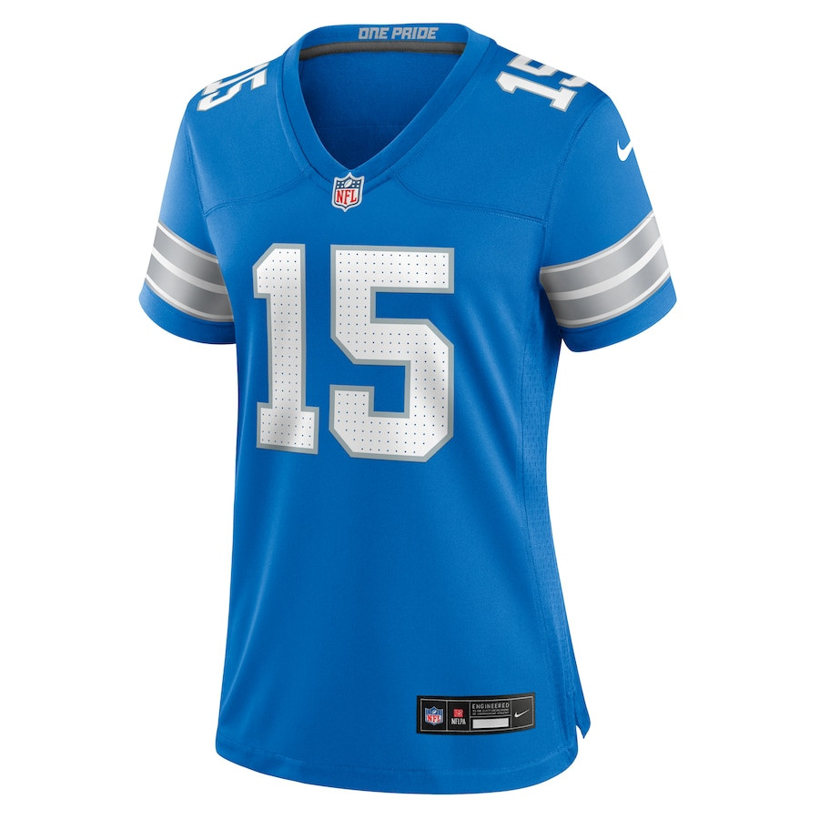 Ennis Rakestraw Jr. 15 Detroit Lions Women's Team Game Jersey - Blue JS8816 nicesnker - Image 2