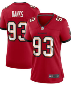 Eric Banks 93 Tampa Bay Buccaneers Women's Game Jersey - Red JS3748 nicesnker