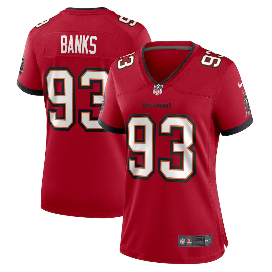 Eric Banks 93 Tampa Bay Buccaneers Women's Game Jersey - Red JS3748 nicesnker