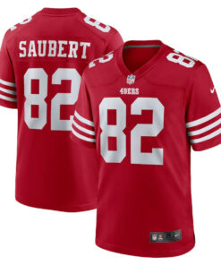 Eric Saubert 82 San Francisco 49ers Team Game Men Jersey - Scarlet JS9366 nicesnker