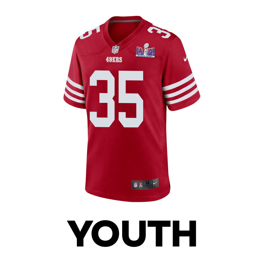 Erik Harris 35 San Francisco 49ers Super Bowl LVIII Patch Game YOUTH Jersey - Scarlet JS7348 nicesnker - Image 2