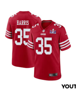 Erik Harris 35 San Francisco 49ers Super Bowl LVIII Patch Game YOUTH Jersey - Scarlet JS7348 nicesnker