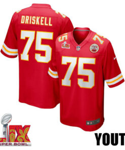 Ethan Driskell #75 Kansas City Chiefs Super Bowl LIX Jersey - Men's - Red JS2735 nicesnker