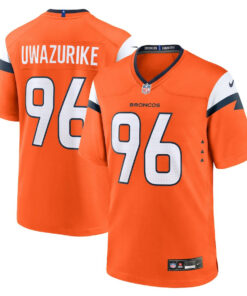 Eyioma Uwazurike 96 Denver Broncos Team Game Men Jersey - Orange JS9629 nicesnker
