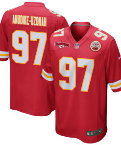 Felix Anudike-Uzomah 97 Kansas City Chiefs AFC Champions Patch Game Men Jersey - Red JS3093 nicesnker