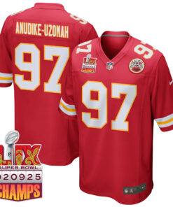 Felix Anudike-Uzomah 97 Kansas City Chiefs Super Bowl LIX Champions Patch Game Men Jersey - Red JS5179 nicesnker