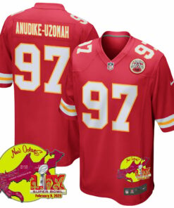 Felix Anudike-Uzomah 97 Kansas City Chiefs Super Bowl LIX New Orleans Patch Game Men Jersey - Red JS1390 nicesnker