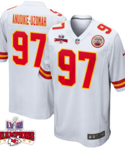 Felix Anudike-Uzomah 97 Kansas City Chiefs Super Bowl LVIII Champions 4 Stars Patch Game Men Jersey - White JS7746 nicesnker