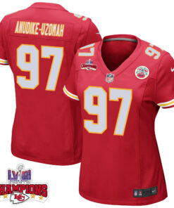 Felix Anudike-Uzomah 97 Kansas City Chiefs Super Bowl LVIII Champions 4 Stars Patch Game Women Jersey - Red JS6642 nicesnker