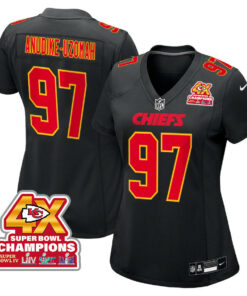 Felix Anudike-Uzomah 97 Kansas City Chiefs Super Bowl LVIII Champions 4X Fashion Game Women Jersey - Carbon Black JS4356 nicesnker
