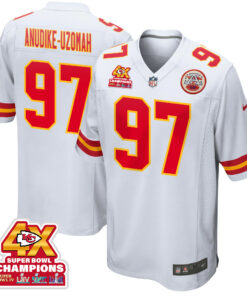 Felix Anudike-Uzomah 97 Kansas City Chiefs Super Bowl LVIII Champions 4X Game Men Jersey - White JS2990 nicesnker
