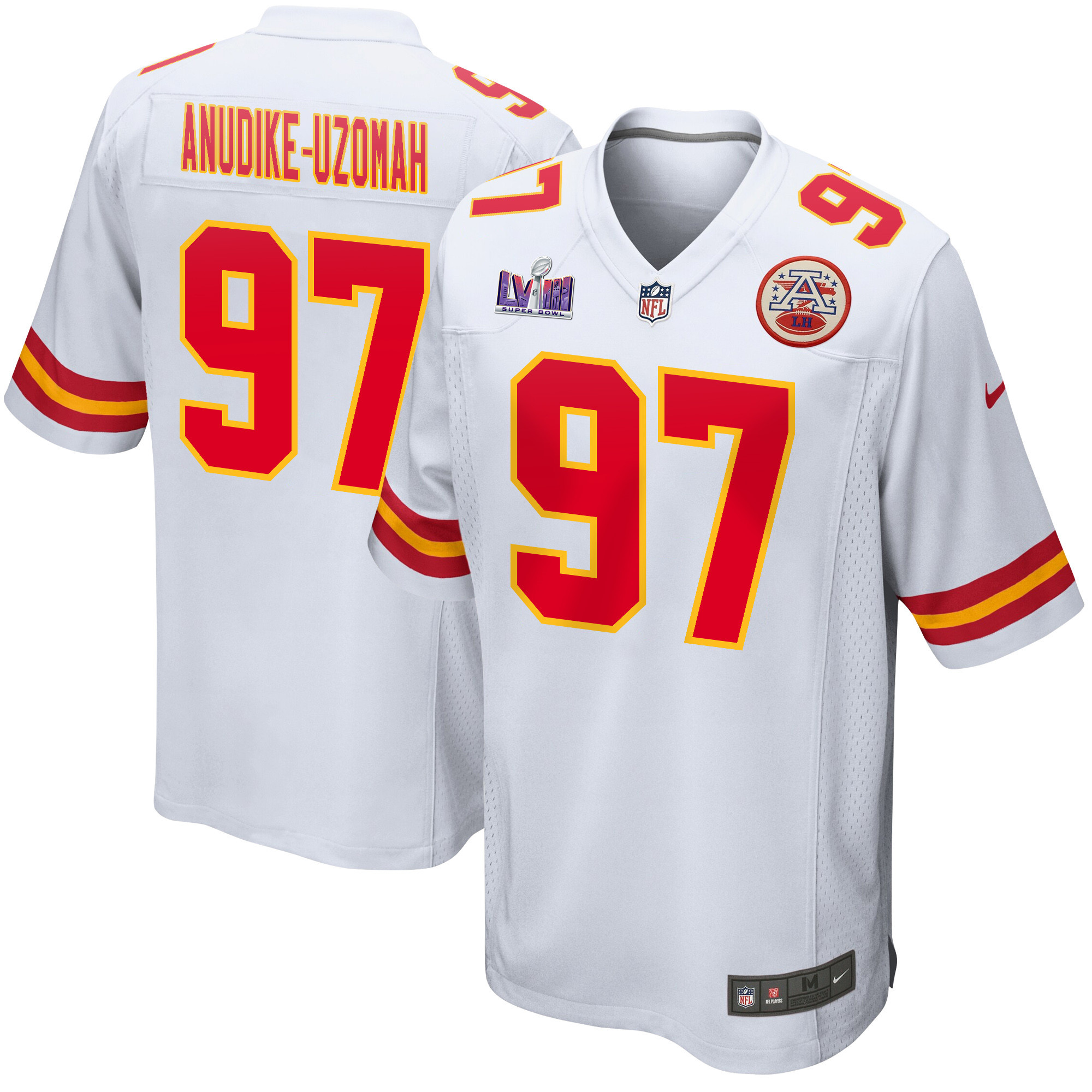 Felix Anudike-Uzomah 97 Kansas City Chiefs Super Bowl LVIII Patch Game Men Jersey - White JS7410 nicesnker