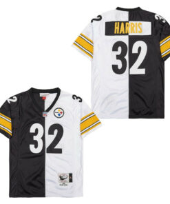 Franco Harris 32 Pittsburgh Steelers Two-Toned Retro Throwback Men Jersey - Black/White JS5895 nicesnker