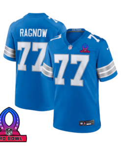 Frank Ragnow 77 Detroit Lions 2025 Pro Bowl Patch Game Men Jersey - Blue JS5436 nicesnker