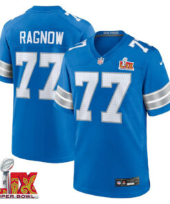 Frank Ragnow #77 Detroit Lions Super Bowl LIX Jersey - Men's - Blue JS6759 nicesnker