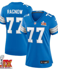 Frank Ragnow #77 Detroit Lions Super Bowl LIX Women's Jersey - Blue JS8051 nicesnker
