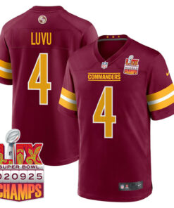 Frankie Luvu 4 Washington Commanders Super Bowl LIX Champions Patch Game Men Jersey - Burgundy JS1570 nicesnker