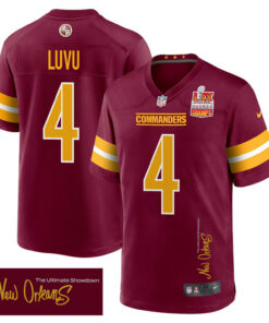 Frankie Luvu 4 Washington Commanders Super Bowl LIX Champions Patch 'New Orleans - The Ultimate Showdown' EMBROIDERED Game Men Jersey - Burgundy JS4393 nicesnker