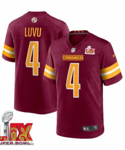 Frankie Luvu #4 Washington Commanders Super Bowl LIX Jersey - Men's - Burgundy JS7334 nicesnker