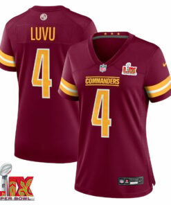 Frankie Luvu #4 Washington Commanders Super Bowl LIX Women's Jersey - Burgundy JS2336 nicesnker