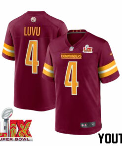 Frankie Luvu #4 Washington Commanders Super Bowl LIX Youth Jersey - Burgundy JS6246 nicesnker