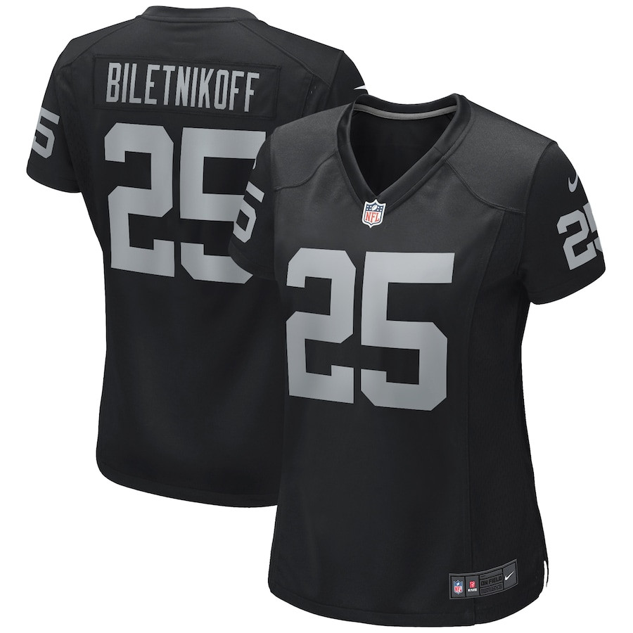 Fred Biletnikoff 25 Las Vegas Raiders Women Game Retired Jersey - Black JS8320 nicesnker