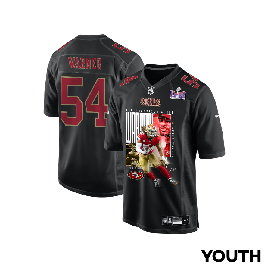 Fred Warner 54 San Francisco 49ers All-Pro Fred Fashion Game YOUTH Jersey - Carbon Black JS8705 nicesnker